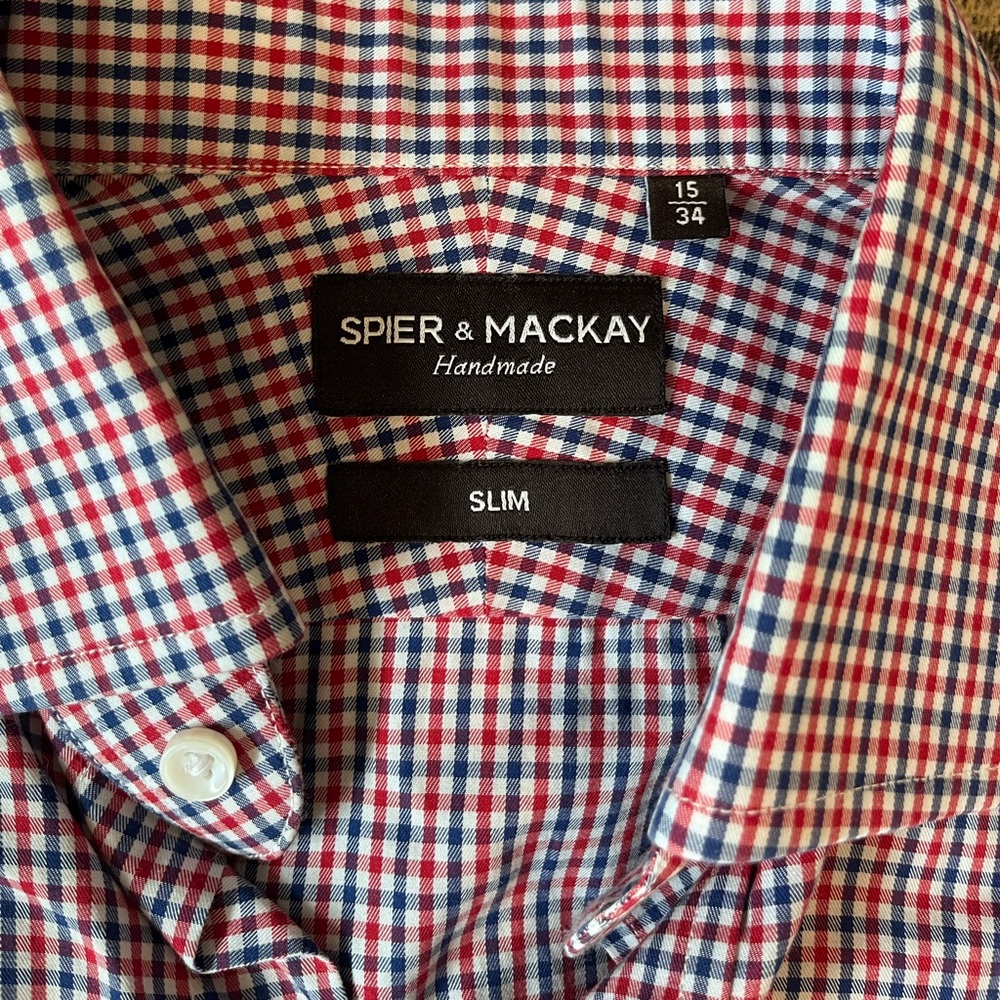 Spier & Mackay Red and Blue Checkered Dress Shirt